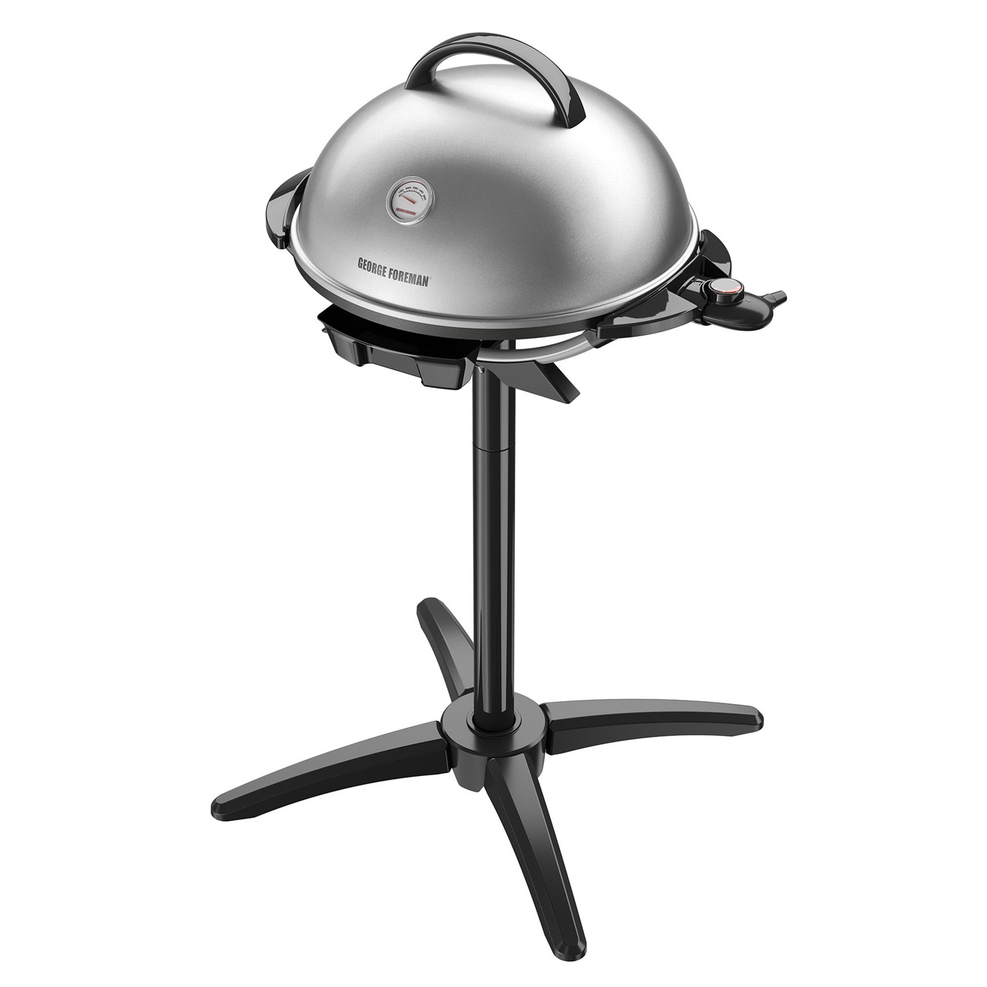 Indoor Outdoor 15 Serving Domed Electric Grill with Temperature Gauge Bonus Grill Cover Silver George Foreman